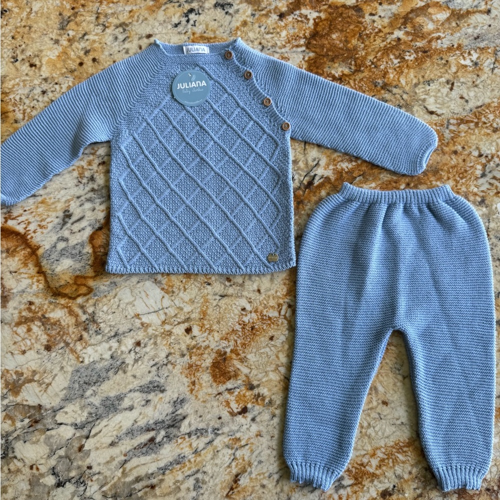Juliana Cozy Blue Knit Kids Set